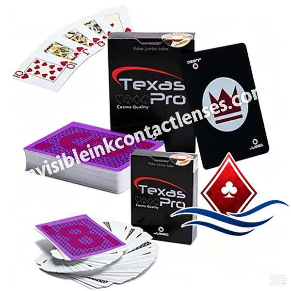Carte da gioco contrassegnate JUEGO Texas Pro in plastica al 100%.